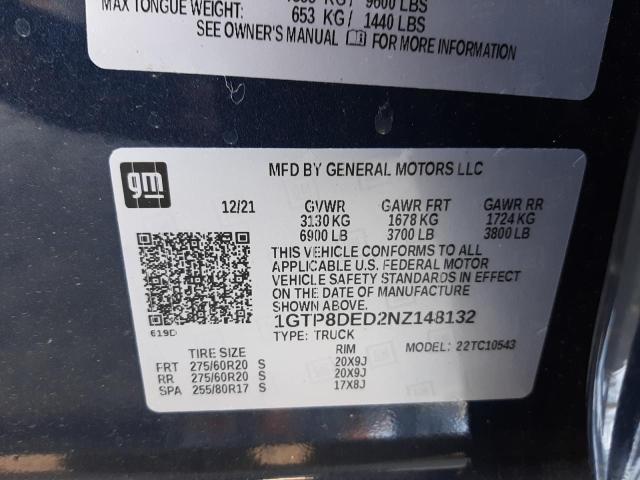 Photo 10 from auction – 2022 GMC SIERRA with VIN 1GTP8DED2NZ148132