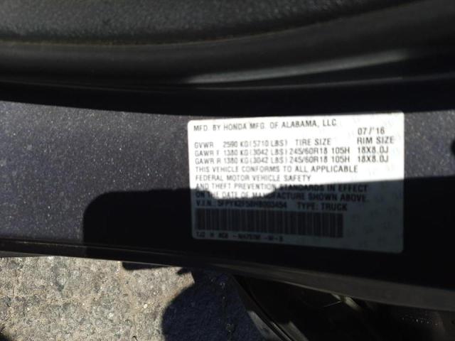 Photo 10 from auction – 2017 HONDA RIDGELINE with VIN 5FPYK2F58HB003454