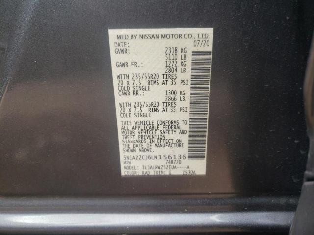 Photo 10 from auction – 2020 NISSAN MURANO SL with VIN 5N1AZ2CJ6LN156136