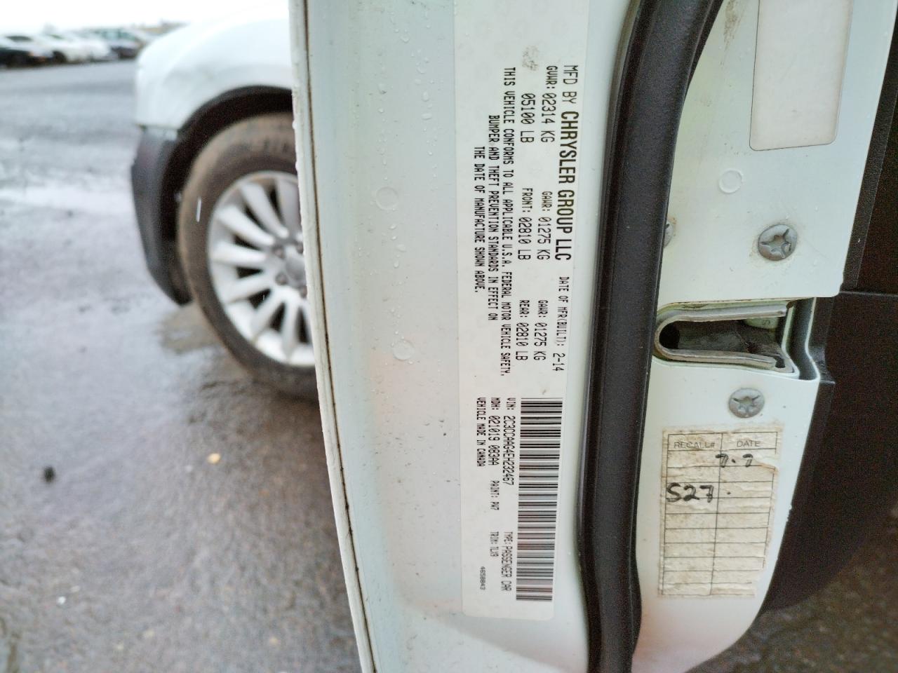 Photo 10 from auction – 2014 CHRYSLER 300 with VIN 2C3CCAAG4EH232467