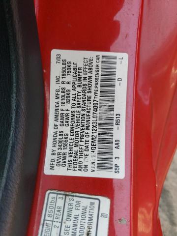 Photo 10 from auction – 2003 HONDA CIVIC DX with VIN 1HGEM212X3L074097
