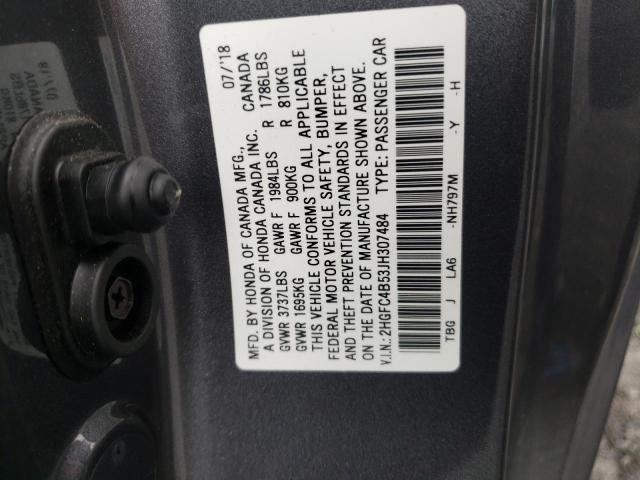 Photo 10 from auction – 2018 HONDA CIVIC LX with VIN 2HGFC4B53JH307484