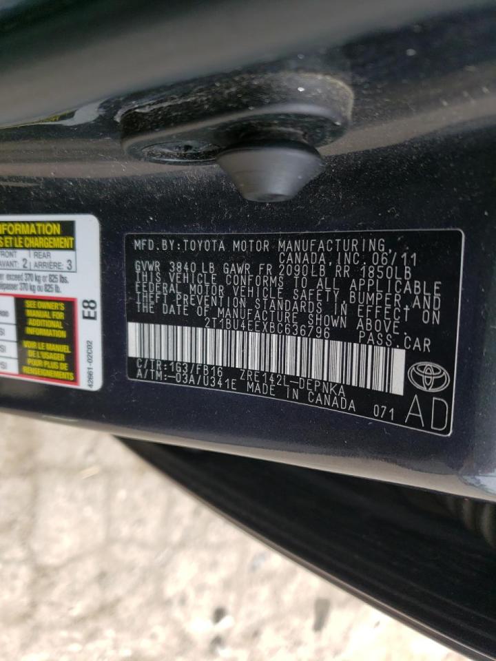 Photo 10 from auction – 2011 TOYOTA COROLLA BA with VIN 2T1BU4EEXBC636796