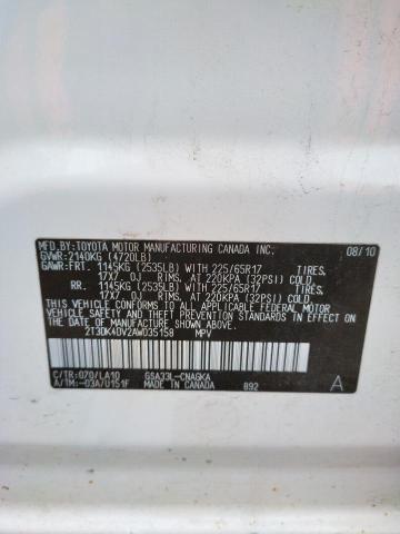 Photo 10 from auction – 2010 TOYOTA RAV4 LIMIT with VIN 2T3DK4DV2AW035158