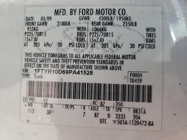 Photo 10 from auction – 2009 FORD RANGER with VIN 1FTYR10D69PA41528