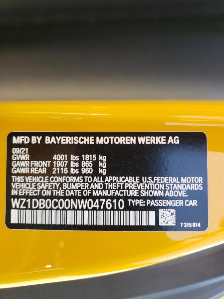 Photo 10 from auction – 2022 TOYOTA SUPRA BASE with VIN WZ1DB0C00NW047610