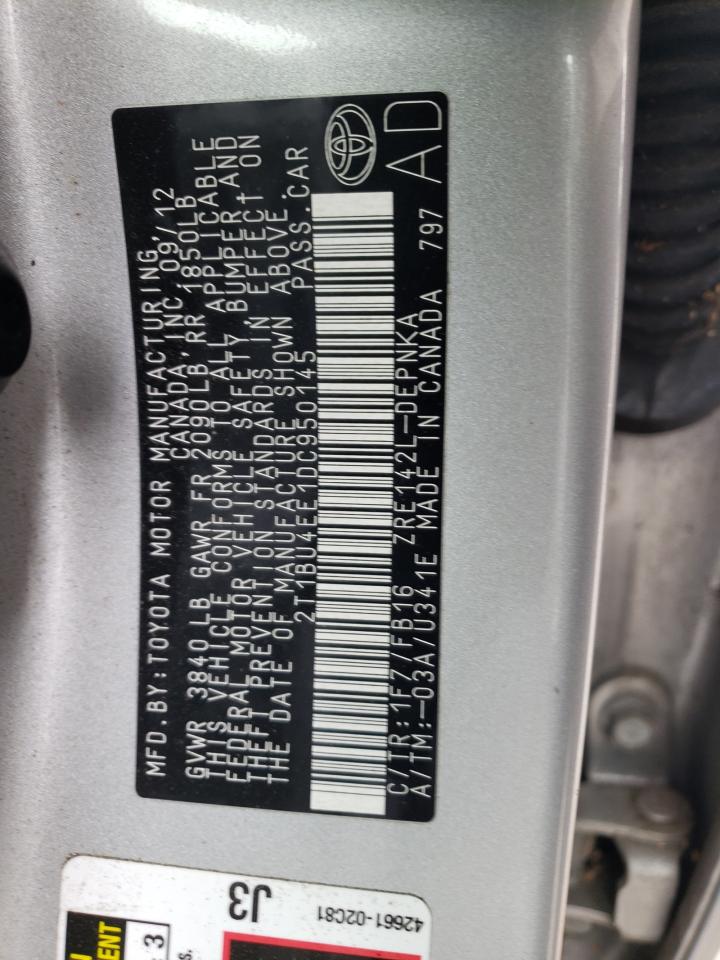 Photo 10 from auction – 2013 TOYOTA COROLLA BA with VIN 2T1BU4EE1DC950145