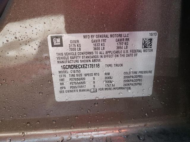 CHEVROLET SILVERADO 2014 with VIN 1GCRCRECXEZ178118 - Photo from auction