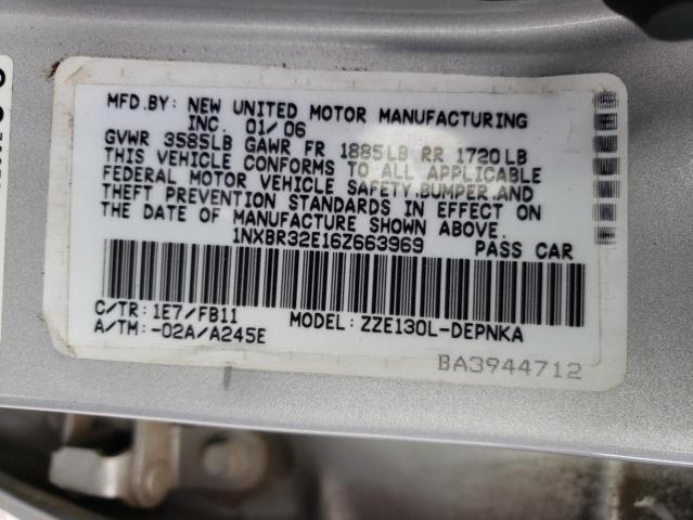 Photo 10 from auction – 2006 TOYOTA COROLLA CE with VIN 1NXBR32E16Z663969