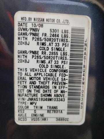 Photo 10 from auction – 2009 INFINITI FX35 with VIN JNRAS18U49M103343