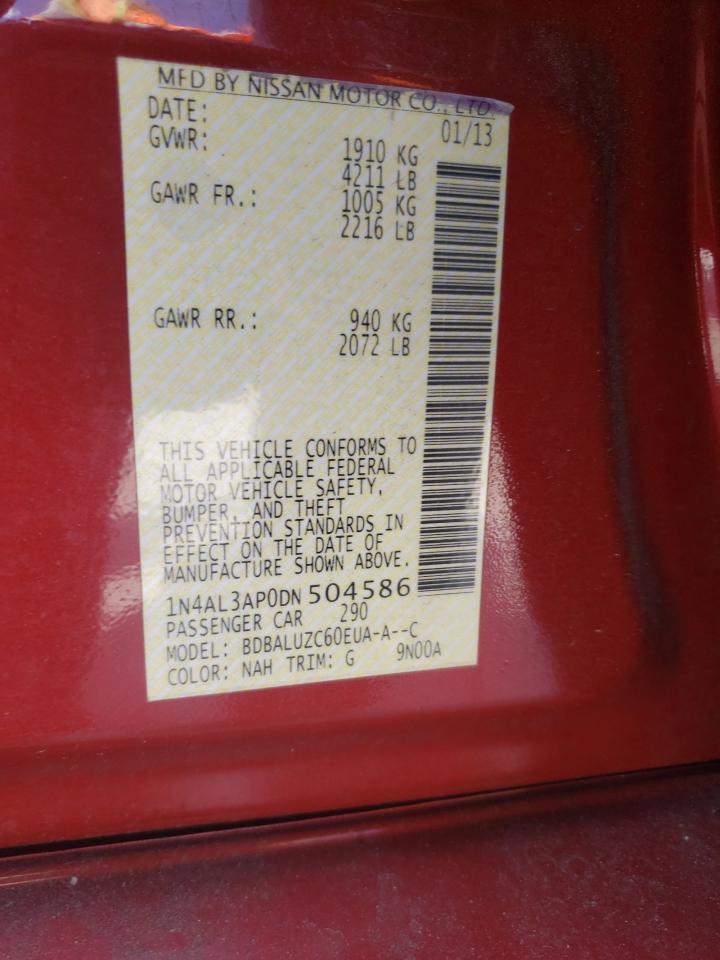 Photo 10 from auction – 2013 NISSAN ALTIMA 2.5 with VIN 1N4AL3AP0DN504586
