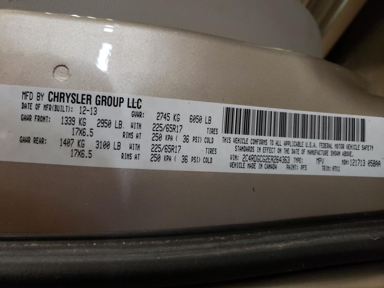 Zdjęcie 10 z aukcji – 2014 DODGE GRAND CARA z VIN 2C4RDGCG2ER264363