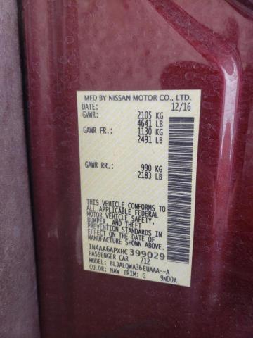 Photo 10 from auction – 2017 NISSAN MAXIMA 3.5 with VIN 1N4AA6APXHC399029