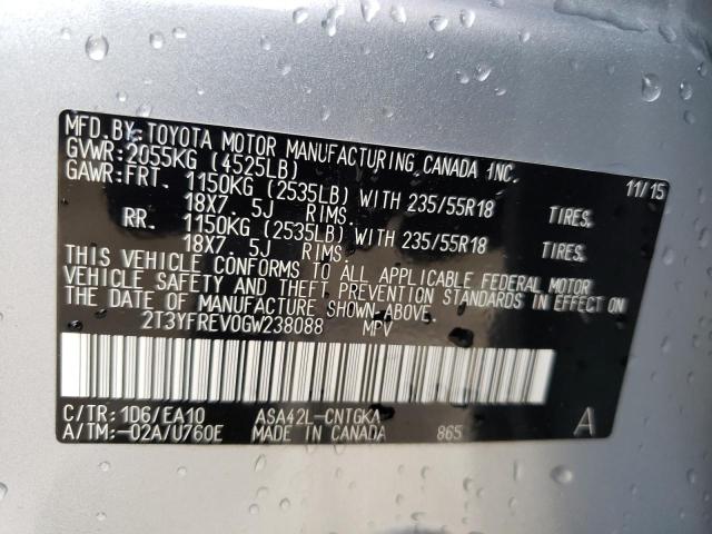 Photo 10 from auction – 2016 TOYOTA RAV4 LIMIT with VIN 2T3YFREV0GW238088