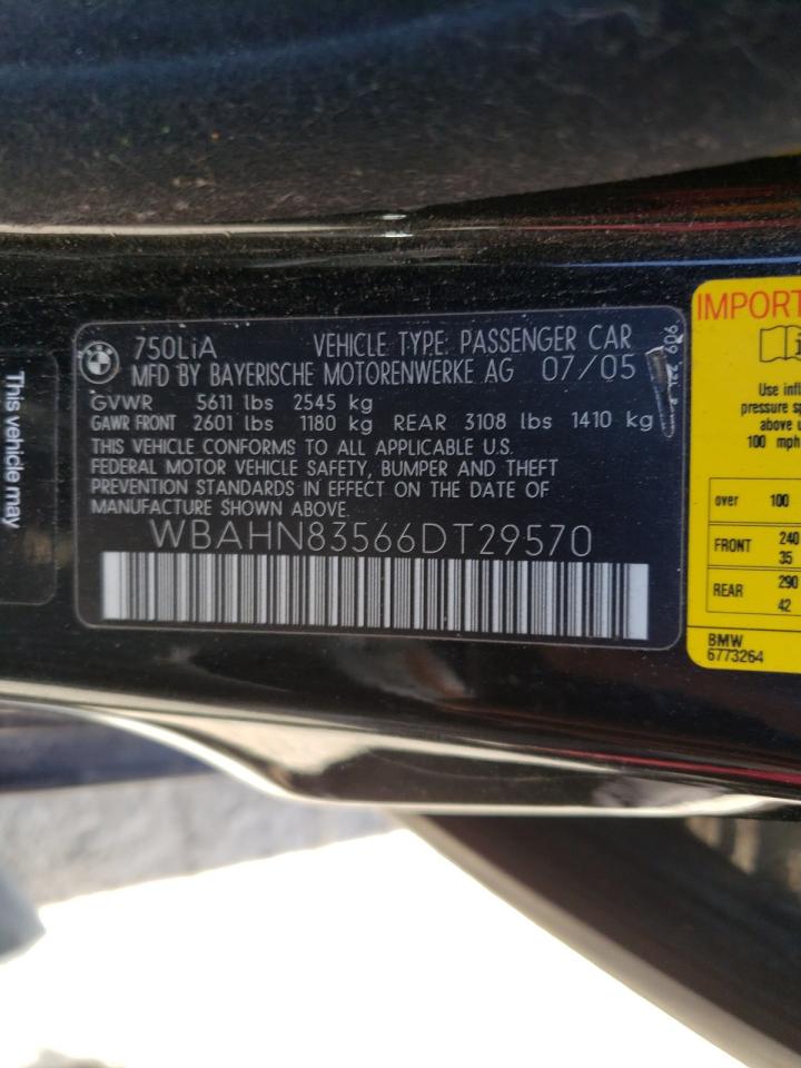 Photo 10 from auction – 2006 BMW 750 LI with VIN WBAHN83566DT29570