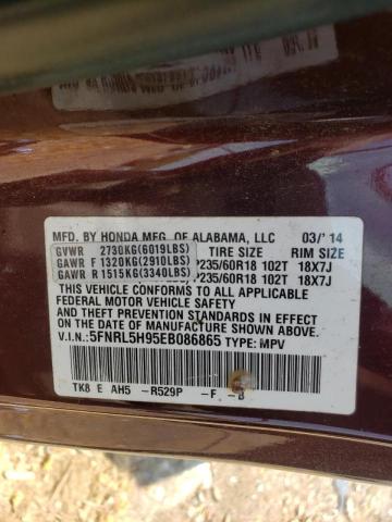 Photo 10 from auction – 2014 HONDA ODYSSEY TO with VIN 5FNRL5H95EB086865