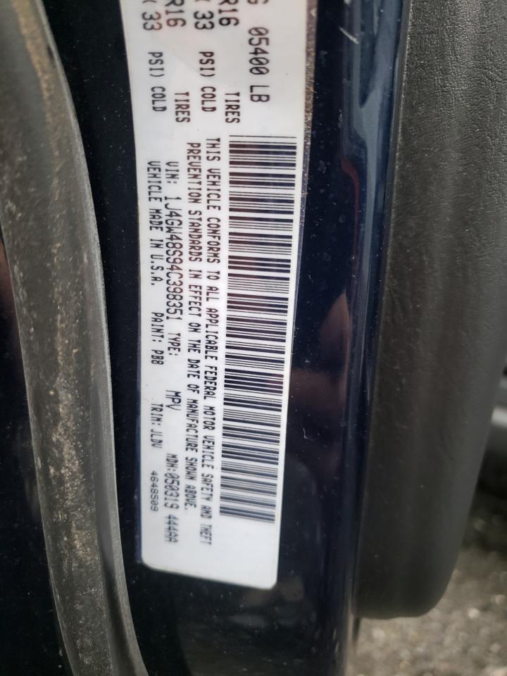 Photo 10 from auction – 2004 JEEP GRAND CHER with VIN 1J4GW48S94C398351