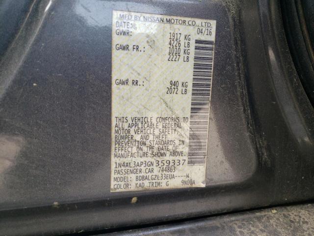 Photo 10 from auction – 2016 NISSAN ALTIMA 2.5 with VIN 1N4AL3AP3GN359337