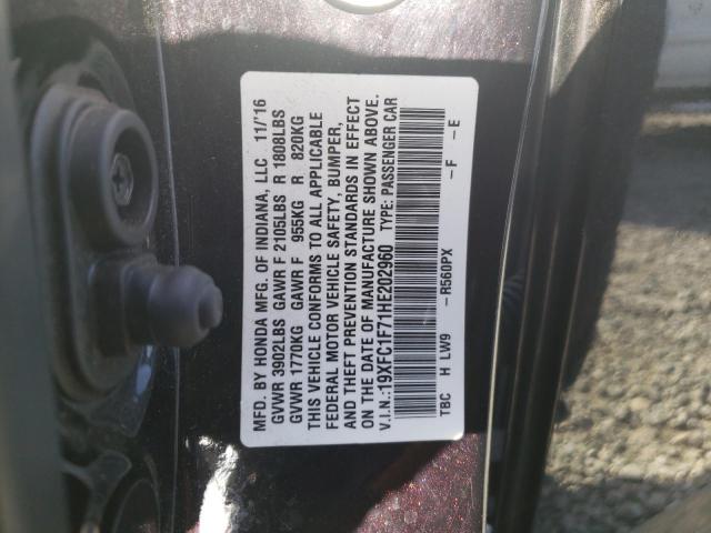 Photo 10 from auction – 2017 HONDA CIVIC EXL with VIN 19XFC1F71HE202960