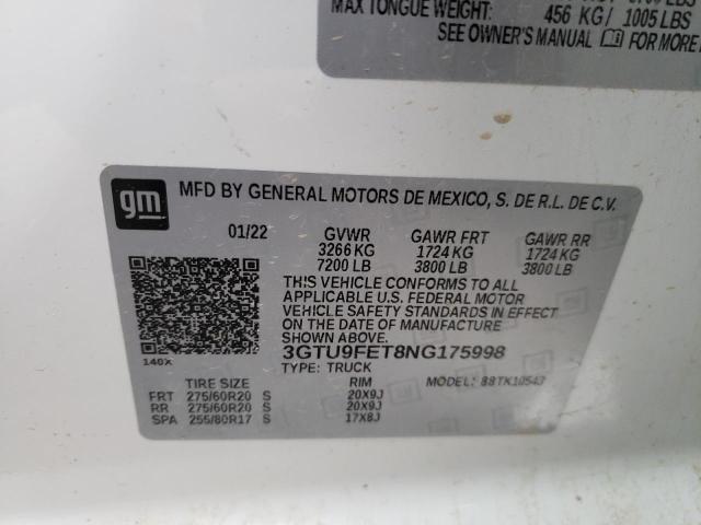 Photo 10 from auction – 2022 GMC DENALI with VIN 3GTU9FET8NG175998