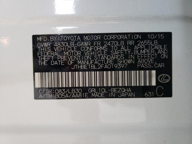 Photo 10 from auction – 2015 LEXUS GS 350 with VIN JTHBE1BL2FA019397