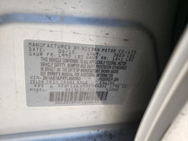 Photo 10 from auction – 2015 NISSAN SENTRA S with VIN 3N1AB7APXFL658653
