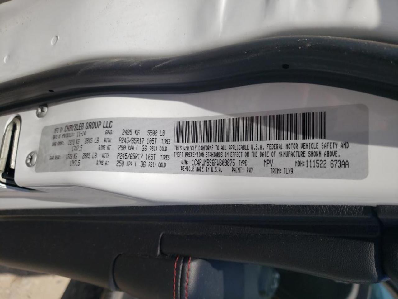 Photo 10 from auction – 2015 JEEP CHEROKEE T with VIN 1C4PJMBS6FW609875