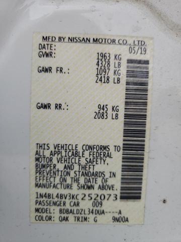 Photo 10 from auction – 2019 NISSAN ALTIMA S with VIN 1N4BL4BV3KC252073