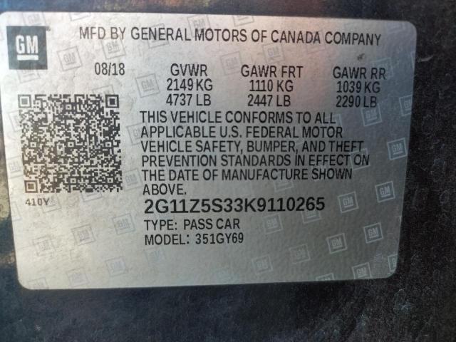 Photo 10 from auction – 2019 CHEVROLET IMPALA LT with VIN 2G11Z5S33K9110265
