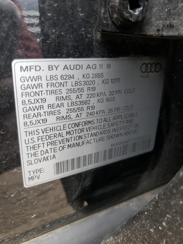 Photo 10 from auction – 2017 AUDI Q7 PREMIUM with VIN WA1AHAF77HD037312