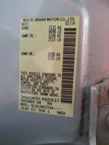 Photo 10 from auction – 2014 NISSAN MAXIMA S with VIN 1N4AA5AP3EC460937