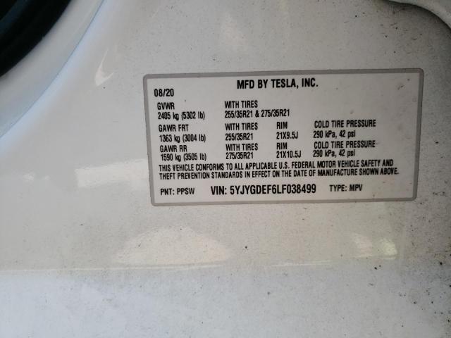 Photo 10 from auction – 2020 TESLA MODEL Y with VIN 5YJYGDEF6LF038499