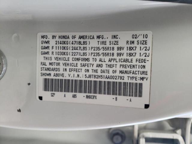 Photo 10 from auction – 2010 ACURA RDX TECHNO with VIN 5J8TB2H51AA002792