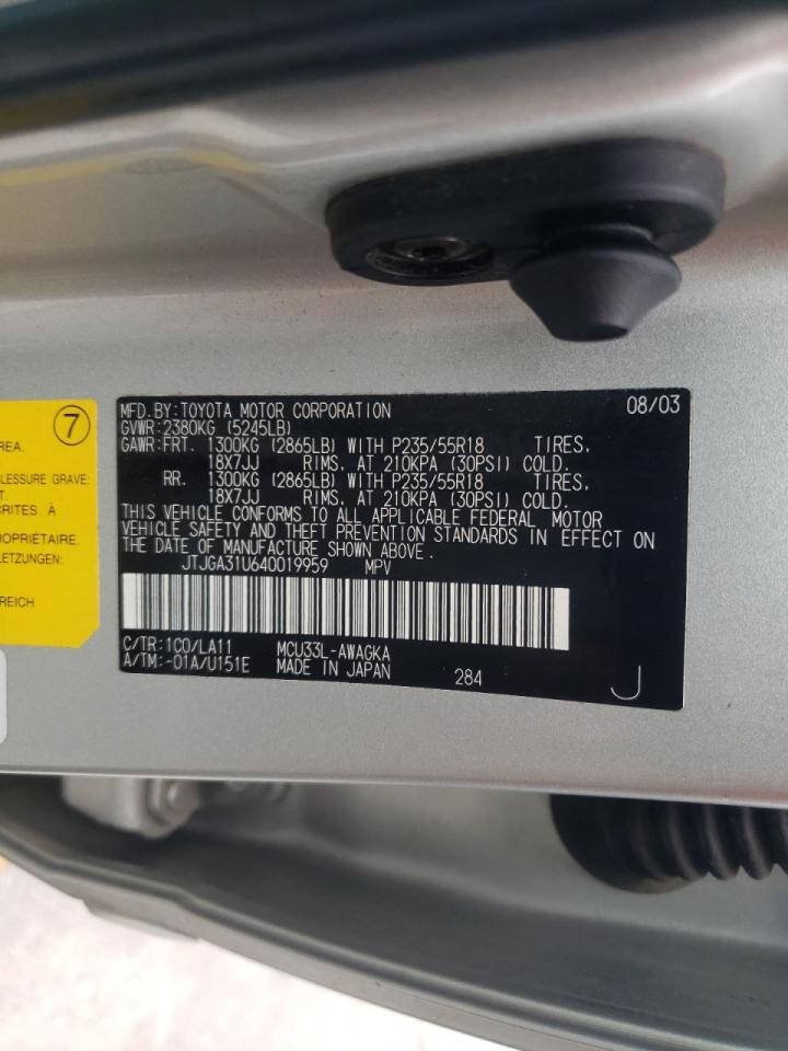 Photo 10 from auction – 2004 LEXUS RX 330 with VIN JTJGA31U640019959