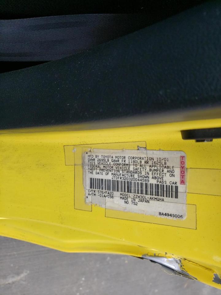 Photo 10 from auction – 2002 TOYOTA MR2 SPYDER with VIN JTDFR320320044589
