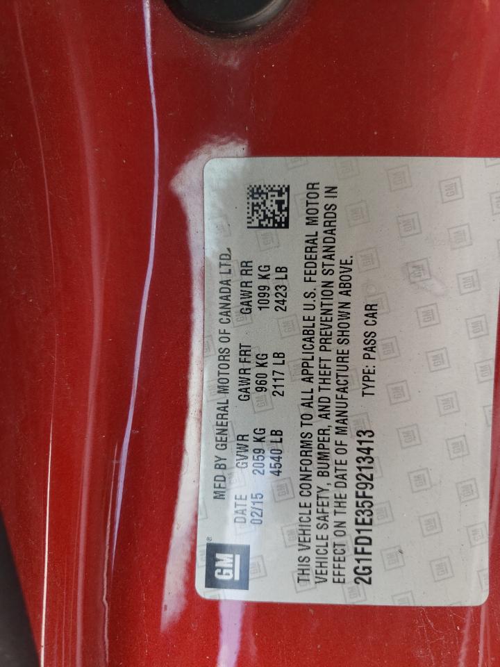 Photo 10 from auction – 2015 CHEVROLET CAMARO LT with VIN 2G1FD1E35F9213413