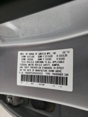 Photo 10 from auction – 2015 HONDA ACCORD SPO with VIN 1HGCR2F55FA024333