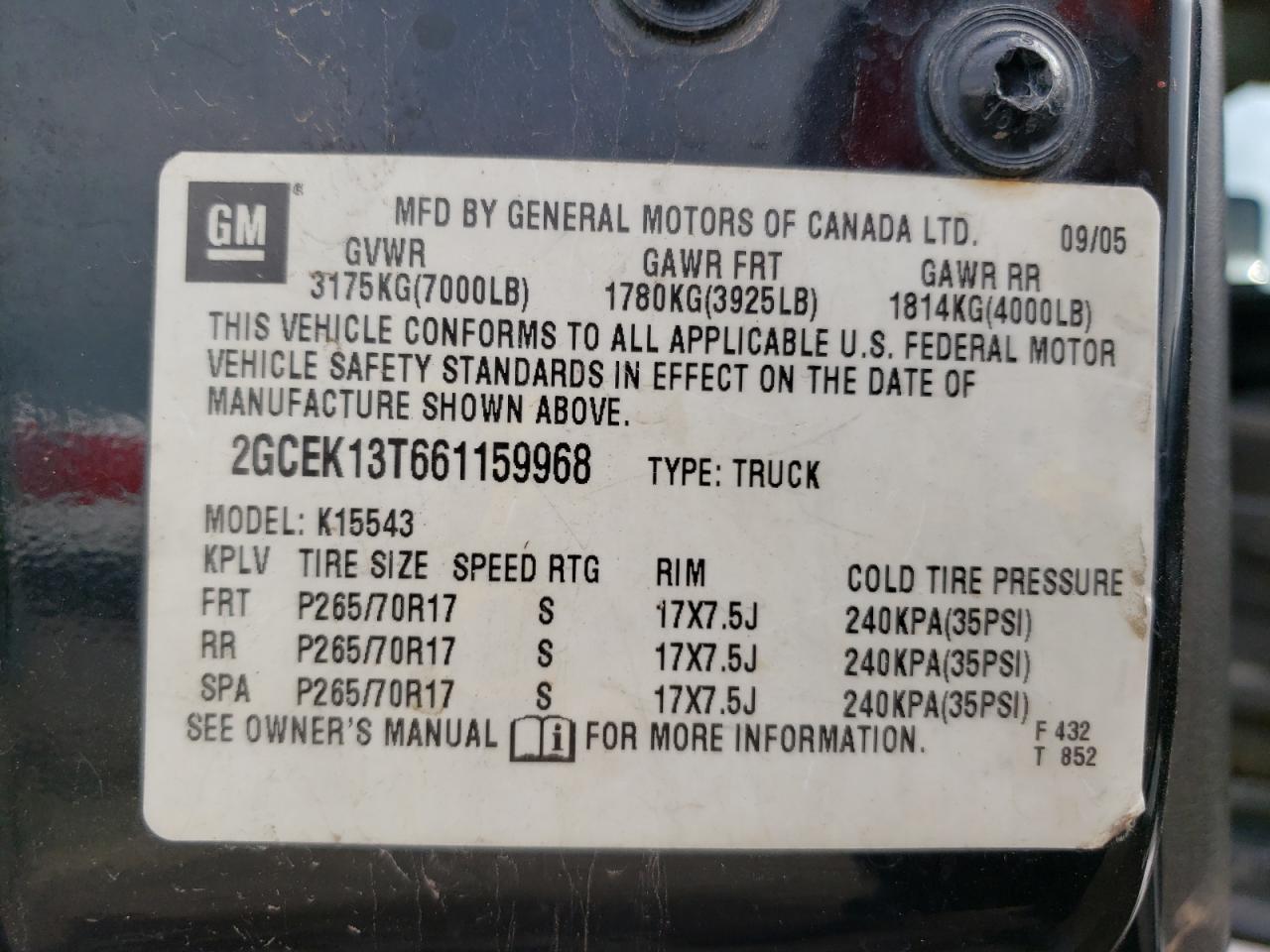Photo 10 from auction – 2006 CHEVROLET SILVERADO with VIN 2GCEK13T661159968