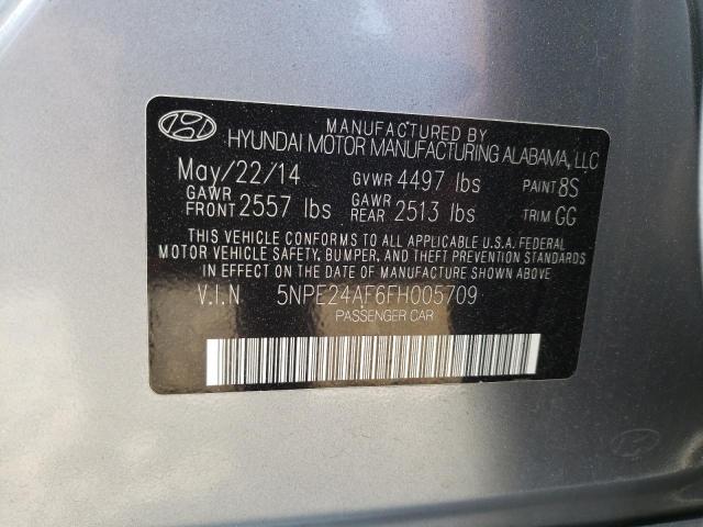HYUNDAI SONATA SE 2015 with VIN 5NPE24AF6FH005709 - Photo from auction