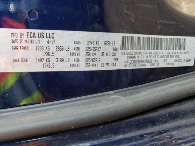 Photo 10 from auction – 2017 DODGE GRAND CARA with VIN 2C4RDGBG4HR742823