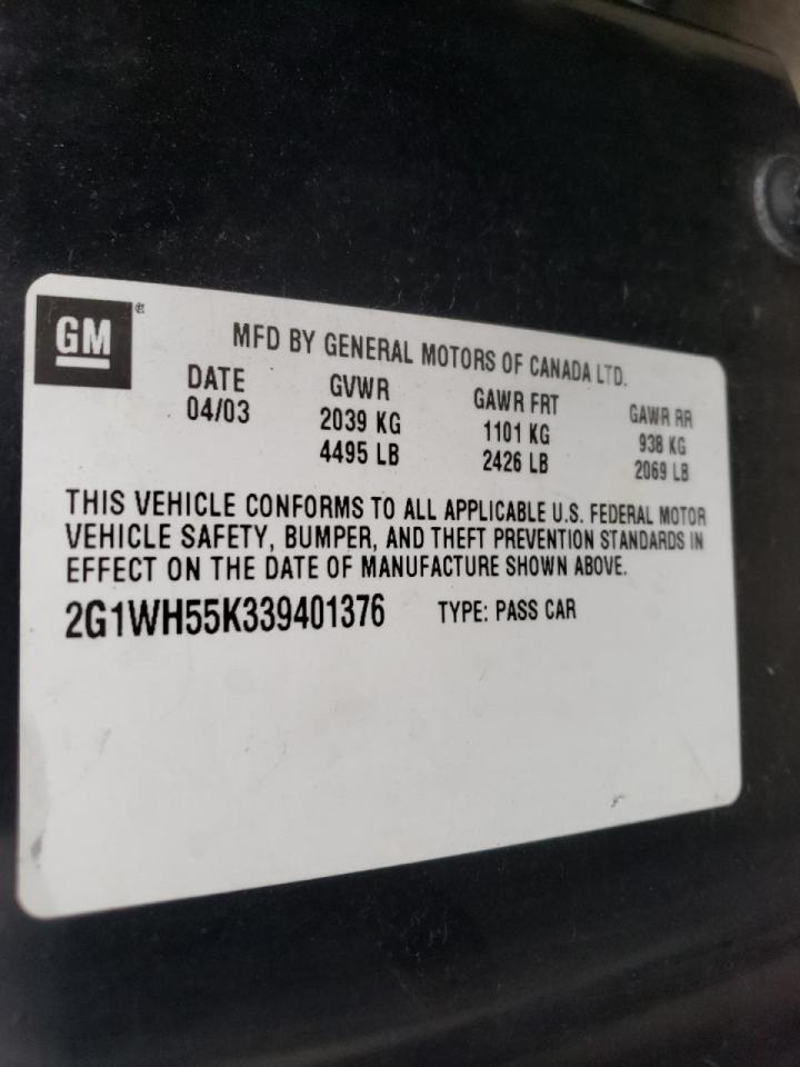 Photo 20 from auction – 2003 CHEVROLET IMPALA LS with VIN 2G1WH55K339401376