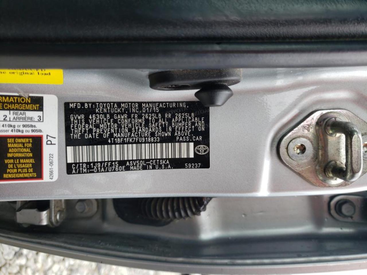 Photo 10 from auction – 2015 TOYOTA CAMRY LE with VIN 4T1BF1FK7FU918833