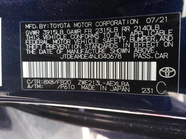Photo 10 from auction – 2022 TOYOTA COROLLA LE with VIN JTDEAMDE4NJ040678
