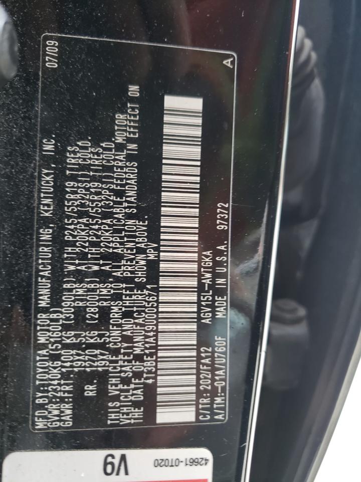 Photo 10 from auction – 2009 TOYOTA VENZA with VIN 4T3BE11A49U005671