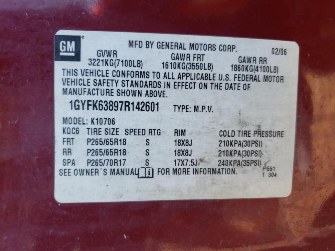 Photo 10 from auction – 2007 CADILLAC ESCALADE L with VIN 1GYFK63897R142601