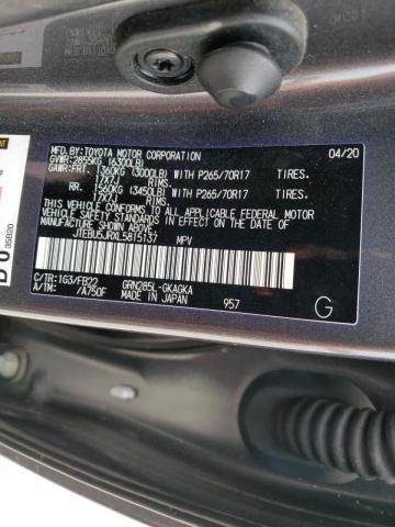 Photo 10 from auction – 2020 TOYOTA 4RUNNER SR with VIN JTEBU5JRXL5815137