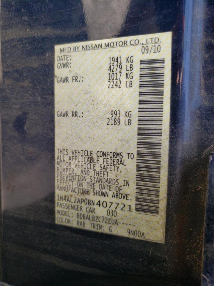 Photo 10 from auction – 2011 NISSAN ALTIMA BAS with VIN 1N4AL2AP0BN407721