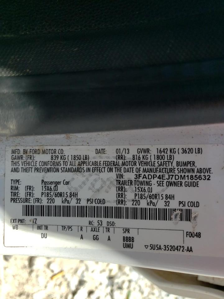 Photo 10 from auction – 2013 FORD FIESTA SE with VIN 3FADP4EJ7DM185632