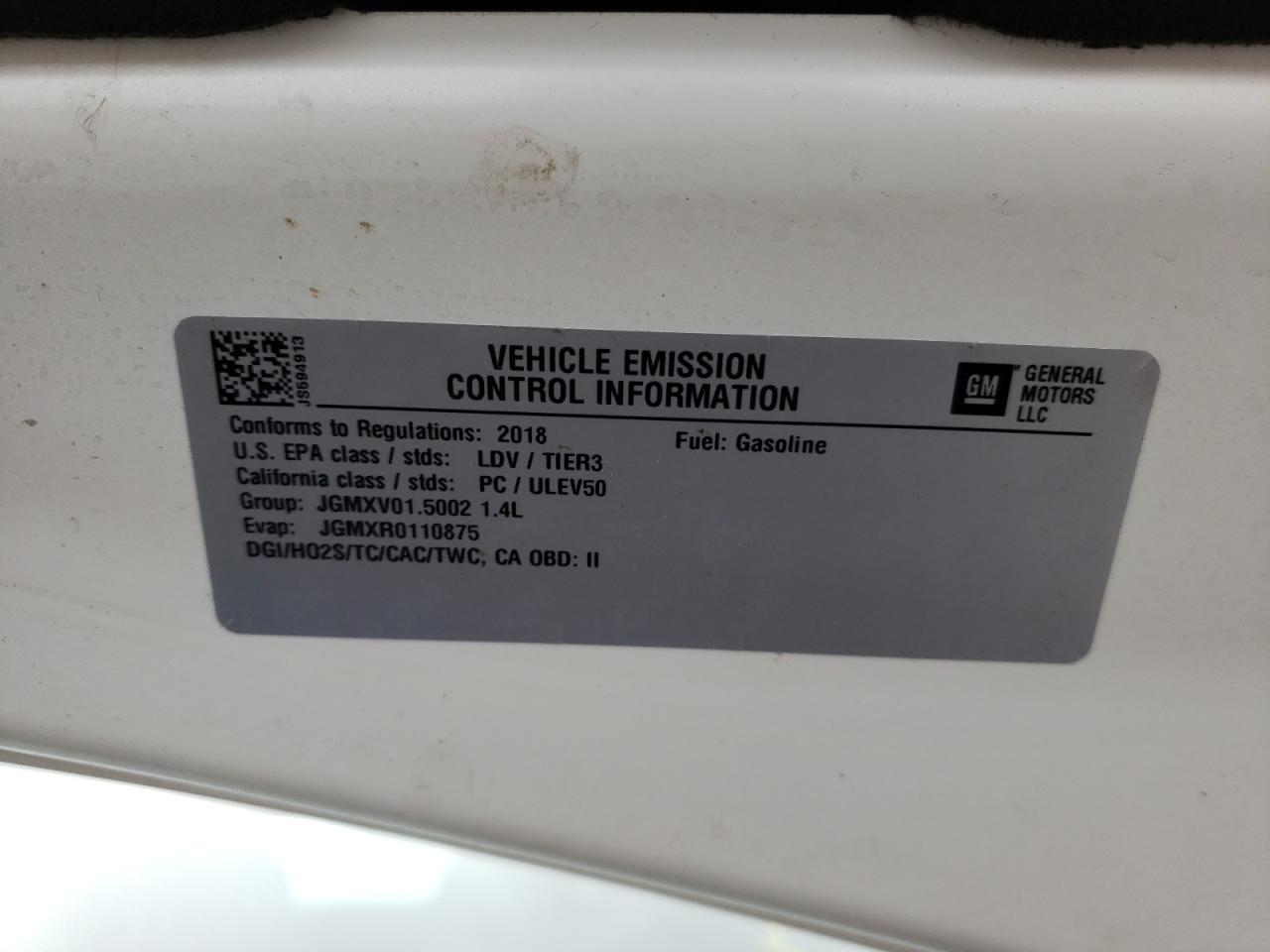 Photo 10 from auction – 2018 CHEVROLET CRUZE LT with VIN 3G1BE6SM9JS594913