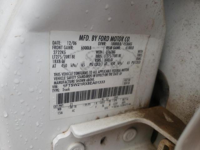 Photo 10 from auction – 2008 FORD F250 SUPER with VIN 1FTSW21RX8EA01333